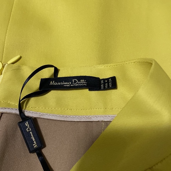 NWOT Massimo Dutti Midi Yellow Pleated Skirt Size 4 - Picture 7 of 11